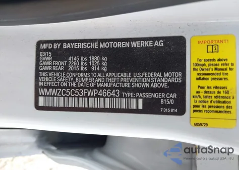 2015 Mini Countryman Cooper S from USA, damaged, VIN WMWZC5C53FWP46643